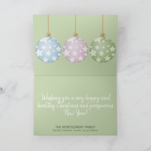 Moderne Weihnachtsschmuck in Pastel Karte (Innenseite)