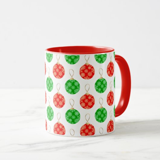 Moderne Weihnachtsschmuck - Red Green und Gold Tasse (VorderseiteRechts)