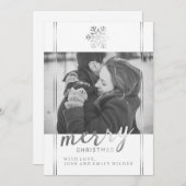 Moderne Weihnachtsschneeflocke | Weiß und Silber Feiertagskarte (Vorne/Hinten)