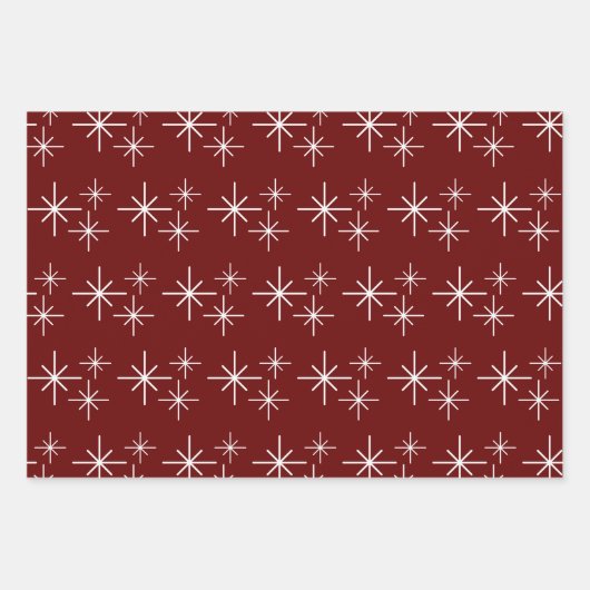 Moderne Weihnachtsschneeflocken Bäume Festlicher U Geschenkpapier Set (Vorderseite)