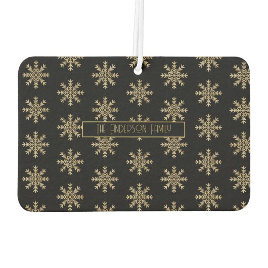 Moderne Weihnachtsschneeflocken Muster Familiennam Autolufterfrischer (Rückseite)