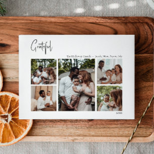 Moderne Weihnachtsschrift dankbar 5-Foto Feiertagskarte