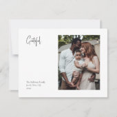 Moderne Weihnachtsschrift Dankbares Single Foto Feiertagskarte (Vorderseite)