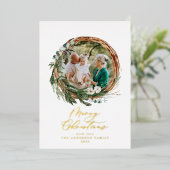 Moderne Weihnachtsschrift Folien Feiertagskarte (Stehend vorne)