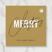 Moderne Weihnachtsschrift für Gold Geschenkanhänger (Rückseite)