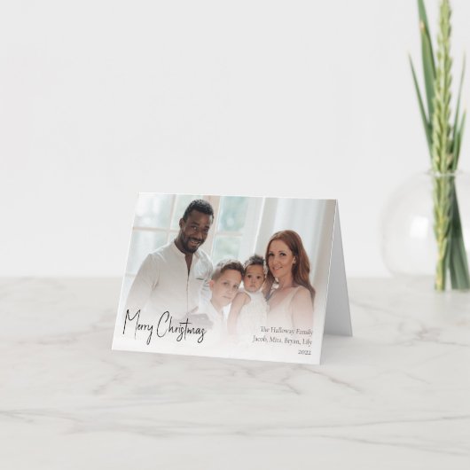 Moderne Weihnachtsschrift geklappt Vollständiges F Feiertagskarte (Vorderseite)