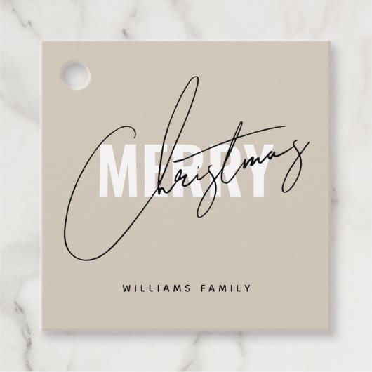 Moderne Weihnachtsschrift Geschenkanhänger (Vorderseite)