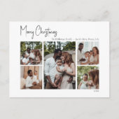 Moderne Weihnachtsschrift mit fünf Fotos Feiertagspostkarte (Vorderseite)