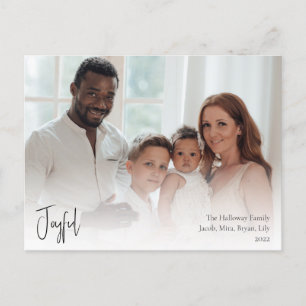 Moderne Weihnachtsschrift Vollständiges Foto Feiertagspostkarte