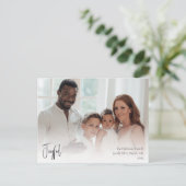 Moderne Weihnachtsschrift Vollständiges Foto Feiertagspostkarte (Stehend Vorderseite)