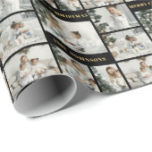 Moderne Weihnachtsschwarz & Gold 6 FotoCollage Geschenkpapier (Rolleneckpunkt)