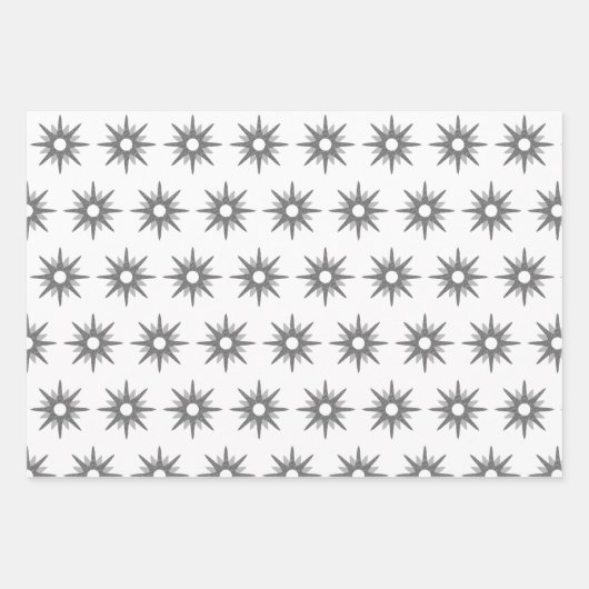 Moderne WeihnachtsSilberstars Geschenkpapier Set (Vorderseite)
