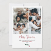 Moderne Weihnachtsskriptfamilie 5 Fotos Feiertagskarte (Vorderseite)