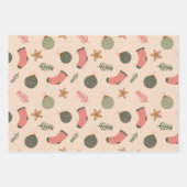 Moderne Weihnachtssocken Muster Set 3 Geschenkpapier Set (Vorderseite)