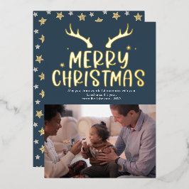 Moderne Weihnachtsstars Foto Fossilienkarte Folien Feiertagskarte