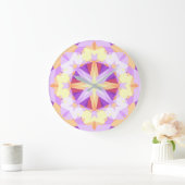 Moderne Weihnachtssterne Lila Gelb Große Wanduhr (Zuhause)