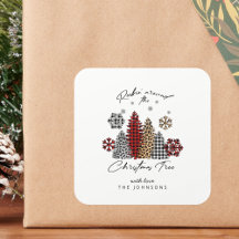 Moderne Weihnachtssticker – Bäume & Schneeflocken