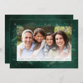 Moderne Weihnachtsstimmung im grünen Foto Feiertagskarte (Vorne/Hinten)