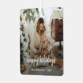 Moderne Weihnachtsstylische Minimalistische Script Ornament Aus Metall (Vorderseite links)