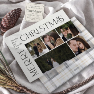 Moderne Weihnachtstypografie 5 Foto Plaid Feiertagskarte