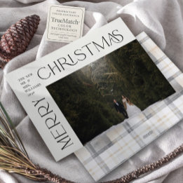 Moderne Weihnachtstypografie-Foto Plaid Feiertagskarte