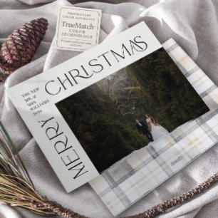 Moderne Weihnachtstypografie-Foto Plaid Feiertagskarte