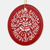 Moderne Weihnachtstypografie Jingle Bells Keramik Ornament (Links)