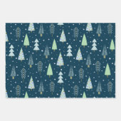 Moderne Weihnachtswälder Bäume Blue Green Geschenkpapier Set (Vorderseite)