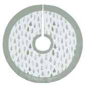 Moderne Weihnachtswälder Bäume Blue Green Name Bru Polyester Weihnachtsbaumdecke (Vorderseite)