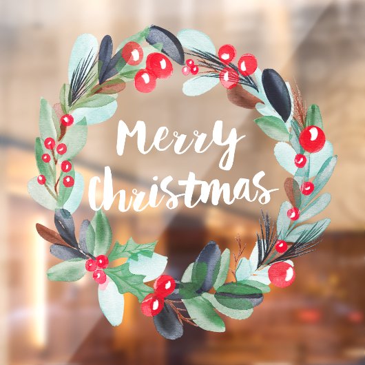 Moderne Weihnachtswasserfarbe Fensteraufkleber (Blatt 2)