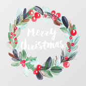 Moderne Weihnachtswasserfarbe Fensteraufkleber (Blatt)