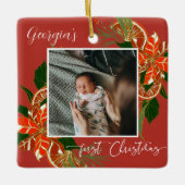 Moderne Weihnachtszeit botanisch | Erstes Weihnach Keramikornament (Vorderseite)