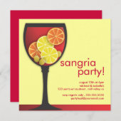 Moderne Weinglas-Sangria-Party Einladung (Vorne/Hinten)