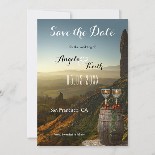 Moderne Weinkarte oder Weinthemenkarte Save the Da Date (Vorderseite)