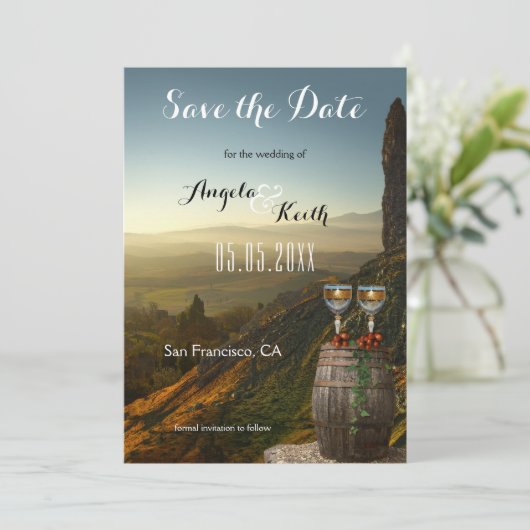 Moderne Weinkarte oder Weinthemenkarte Save the Da Date (Stehend Vorderseite)