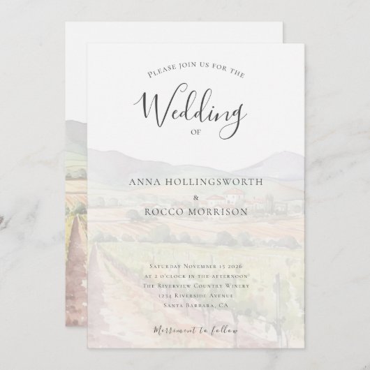 Moderne Weinkellerei Weinkeller Hochzeit Einladung (Vorne/Hinten)