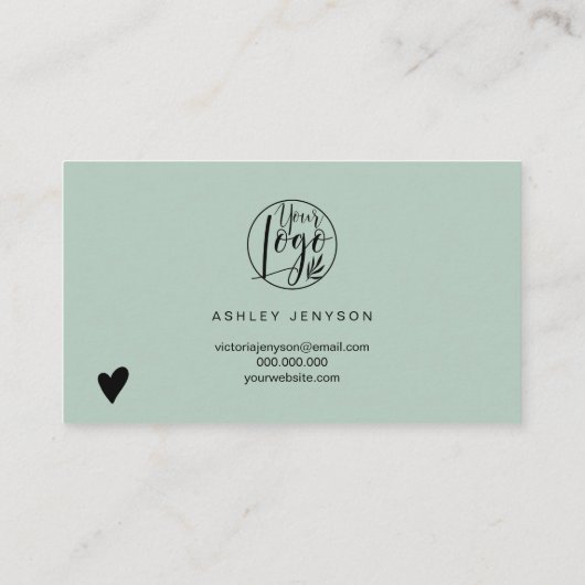 Moderne Weise grün minimalistisch Logo Bestellung Visitenkarte (Rückseite)