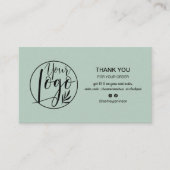 Moderne Weise grün minimalistisch Logo Bestellung  Visitenkarte (Vorderseite)