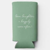 Moderne Weise-grüne Hochzeitsquote Selters Dosenkühler (Rückseite)