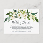 Moderne weiß-florale botanische Hochzeitsstimmung Begleitkarte (Vorderseite)