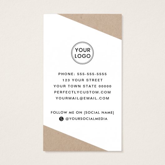 Moderne, weiß geometrische Kraft-Papierkarte (Rückseite)