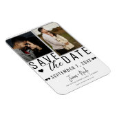 Moderne Weiß & Grau Save the Date 2 Foto Hochzeit Magnet (Rechte Seite)