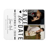 Moderne Weiß & Grau Save the Date 2 Foto Hochzeit Magnet (Horizontal)