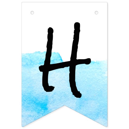 Moderne weiß und blau Wasserfarben glückliche Pens Wimpelkette (Erste Fahne)