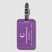 Moderne Weißbriefe auf Lila Denim Print Gepäckanhänger (Vorderseite Vertikal)