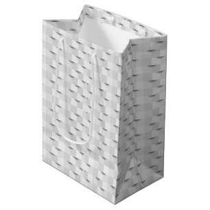 Moderne weiße 3D geometrische Würfelmuster Mittlere Geschenktüte