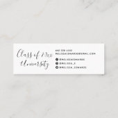 Moderne weiße Abschluss-Foto-Karte Telefonnummerkarte (Rückseite)