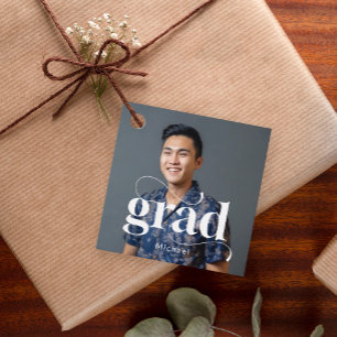 Moderne weiße Abschluss-Typografie-Foto-Abschlussf Geschenkanhänger