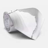 Moderne weiße Achat-Silber-Abstrakt-Marmor Krawatte (Gerollt)