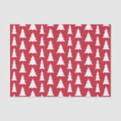 Moderne weiße Bäume auf Rotweihnachtsmuster Seidenpapier (Vorderseite)